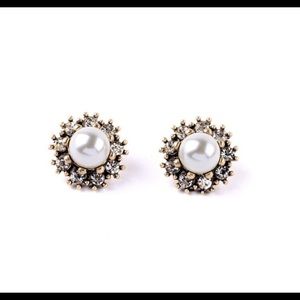 Boho Pearl Stud CZ Earrings